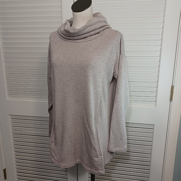 Soft Surroundings Tan Cowl Neck Knit Fleece Tunic - Picture 6 of 10
